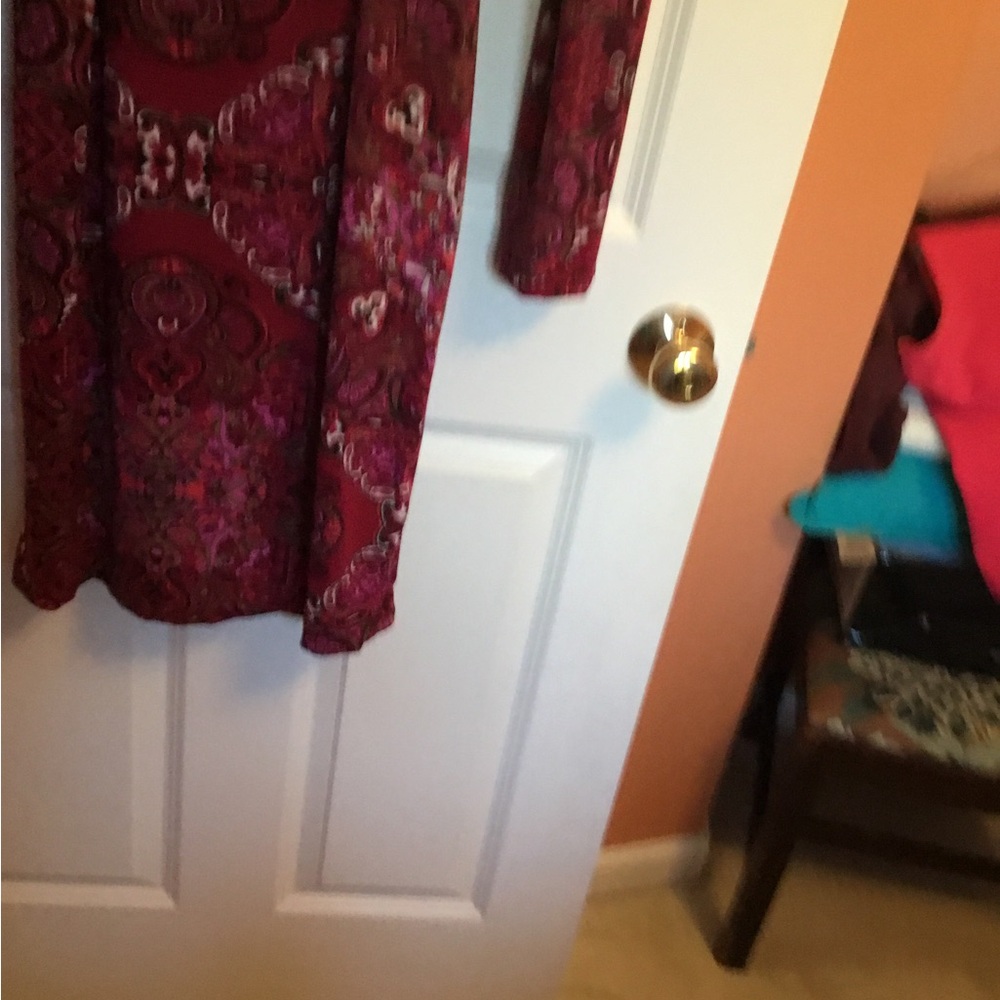 Cache Red Faux Wrap Dress Long Sleeve - Picture 2 of 3